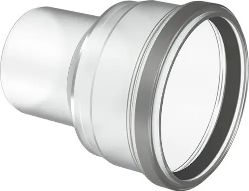 Adapter aus Metall mit einem Ende für einen Anschluss und einem breiteren Ende, deutlich mit der Marke Bosch gekennzeichnet. Geeignet zum Anschluss von Rohren unterschiedlicher Durchmesser.